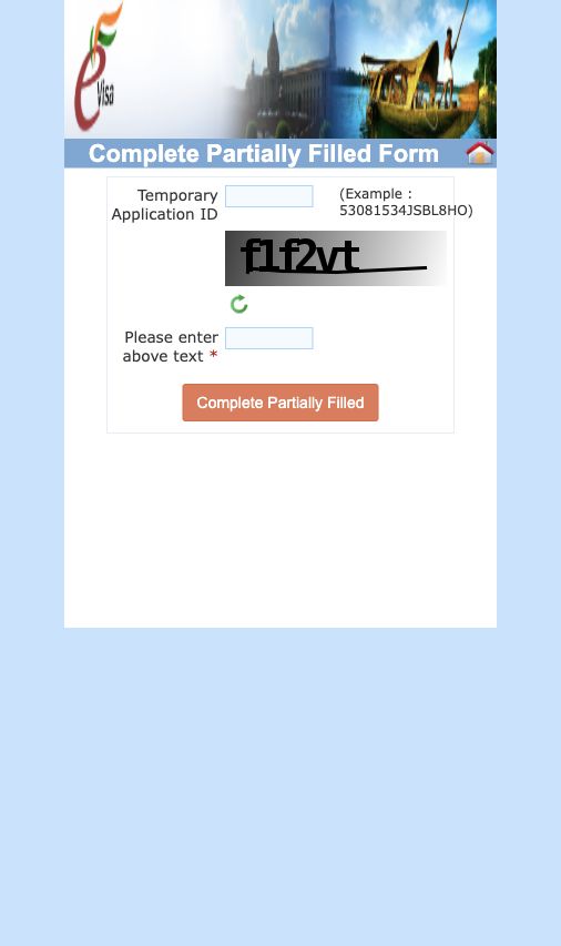Government of India — Keep the ID for an unfinished application; public page or blank form captured 8 October 2026
