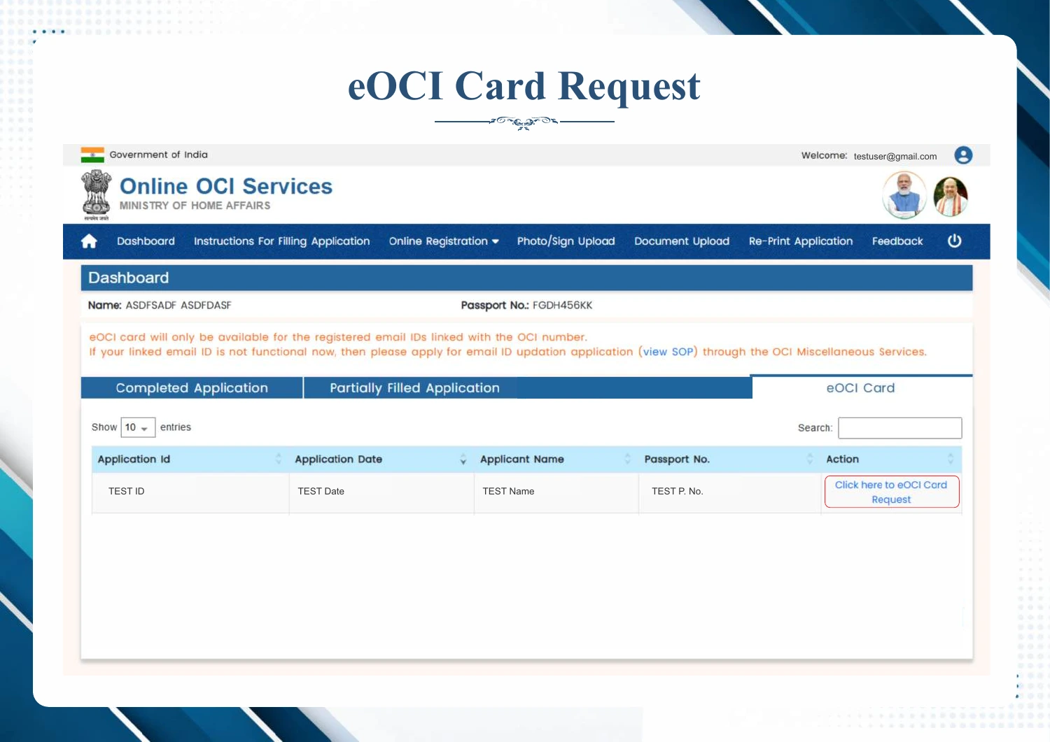 Official e-OCI technical SOP page 4: Open the e-OCI request